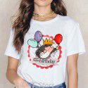 2022 summer women's short sleeved T-shirt cartoon cute little hedgehog print cross-border European Amazon bottomed shirt 