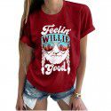 Amazon European and American foreign trade women's clothing spot summer three color old head letter printed women's clothing round neck short sleeve T-shirt 