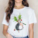 2022 summer women's short sleeved T-shirt cartoon cute little hedgehog print cross-border European Amazon bottomed shirt 