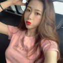 Letter embroidered top 2022 summer new slim bottomed women's wear Korean Short Sleeve fashion T-shirt loose wholesale