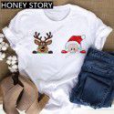 European and American Express New Christmas cartoon cute Santa elk reindeer printed men's and women's T-shirt 