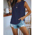 9 color 5 size 2021 popular Amazon wise cross border women's wear European and American round neck tie dyed solid color vest T-shirt 