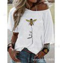 European and American foreign trade eBay Amazon new fat mm women's summer printed T-shirt with large round neck loose top 