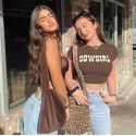 Europe and America 2021 summer popular women's wear BM style top Cowgirl slim short slim print T-shirt women