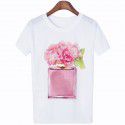 Amazon WISH hot lady 3D perfume printing short sleeved leisure t-shirt t-shirt factory direct sale 
