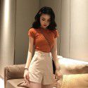 Letter embroidered top 2022 summer new slim bottomed women's wear Korean Short Sleeve fashion T-shirt loose wholesale