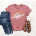 2022 European and American wish foreign trade autumn new mother's day rainbow Mama letter printed short sleeve T-shirt 