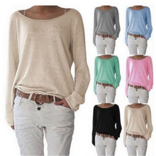 Popular European and American foreign trade women's wear in spring 2019, solid color knitted top, bottomed shirt, T-shirt, 13 yuan, a large number of spot goods 