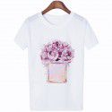 Amazon WISH hot lady 3D perfume printing short sleeved leisure t-shirt t-shirt factory direct sale 