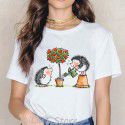 2022 summer women's short sleeved T-shirt cartoon cute little hedgehog print cross-border European Amazon bottomed shirt 