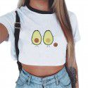 Wish pop eBay new European and American avocado printed spring and autumn top 2018 women's T-shirt fashion hot 