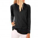 2019 Amazon foreign trade new solid color round neck slim fit medium and long pocket T-shirt bottom shirt 