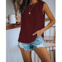 9 color 5 size 2021 popular Amazon wise cross border women's wear European and American round neck tie dyed solid color vest T-shirt 