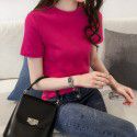 Letter embroidered top 2022 summer new slim bottomed women's wear Korean Short Sleeve fashion T-shirt loose wholesale