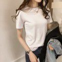 Letter embroidered top 2022 summer new slim bottomed women's wear Korean Short Sleeve fashion T-shirt loose wholesale