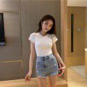 Letter embroidered top 2022 summer new slim bottomed women's wear Korean Short Sleeve fashion T-shirt loose wholesale