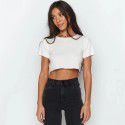 2020 cross-border hot selling independent station wish new! European and American spring and summer fashion versatile solid color open waist short sleeve T-shirt 