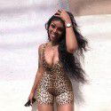 Foreign trade European and American style 2021 summer new women's sleeveless V-neck exposed backpack hip slim fit leopard integrated pants women