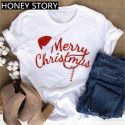 European and American Express New Christmas cartoon cute Santa elk reindeer printed men's and women's T-shirt 