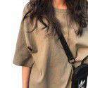 2022 summer Korean Short Sleeved T-Shirt New Military Green Student women's fashion slim loose clothes one hair substitute 