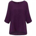 2021 Amazon cross border new women's large long sleeve solid color casual loose T-shirt 