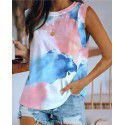 9 color 5 size 2021 popular Amazon wise cross border women's wear European and American round neck tie dyed solid color vest T-shirt 