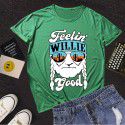 Amazon European and American foreign trade women's clothing spot summer three color old head letter printed women's clothing round neck short sleeve T-shirt 
