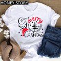 European and American Express New Christmas cartoon cute Santa elk reindeer printed men's and women's T-shirt 