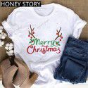 European and American Express New Christmas cartoon cute Santa elk reindeer printed men's and women's T-shirt 