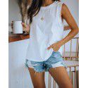 9 color 5 size 2021 popular Amazon wise cross border women's wear European and American round neck tie dyed solid color vest T-shirt 