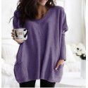 2021 Amazon eBay European and American gradient long sleeve casual pocket T-Shirt Top Women's wear 