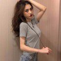 Letter embroidered top 2022 summer new slim bottomed women's wear Korean Short Sleeve fashion T-shirt loose wholesale