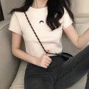 Letter embroidered top 2022 summer new slim bottomed women's wear Korean Short Sleeve fashion T-shirt loose wholesale