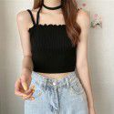 Small fresh knitted suspender top women's wear in summer outside and inside vest 2021 new hanging neck short top