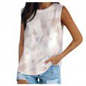 9 color 5 size 2021 popular Amazon wise cross border women's wear European and American round neck tie dyed solid color vest T-shirt 