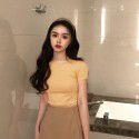 Letter embroidered top 2022 summer new slim bottomed women's wear Korean Short Sleeve fashion T-shirt loose wholesale