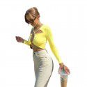 European and American style 2021 summer new women's fashion design sexy hollow out short navel exposed long sleeve T-shirt for women 