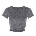 Amazon popular summer new women's T-shirt round neck solid color short European and American casual top short sleeved women 