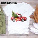 Express Amazon foreign trade lovelydeer Christmas Christmas fawn printed short sleeve T-shirt women's wear 