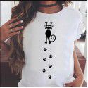 2020 European and American T-shirt printed Pullover round neck loose women's short sleeve one hair substitute 
