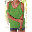 Express eaby Amazon popular women's off shoulder bat loose casual top short sleeve solid T-shirt 