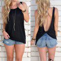 Express wish Amazon eBay summer European and American sexy backless cross sleeveless T-shirt top 