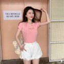 Letter embroidered top 2022 summer new slim bottomed women's wear Korean Short Sleeve fashion T-shirt loose wholesale