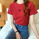 Letter embroidered top 2022 summer new slim bottomed women's wear Korean Short Sleeve fashion T-shirt loose wholesale