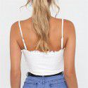2021 summer new vest European and American sexy solid color fungus edge short open navel suspender top burst 
