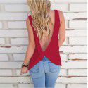 Express wish Amazon eBay summer European and American sexy backless cross sleeveless T-shirt top 
