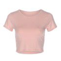 Amazon popular summer new women's T-shirt round neck solid color short European and American casual top short sleeved women 