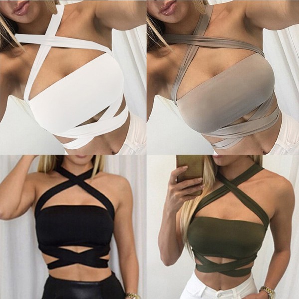 EBay's popular Amazon European and American women's clothes cross neck strap, versatile backing, single wear, sexy chest wrap 