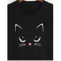Amazon eBay European and American women's fashion pop cat printed short sleeved shirt manufacturer direct selling and wholesale 