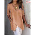 2022 express wish Amazon eBay European and American summer irregular casual T-shirt V-neck half sleeve top women 
